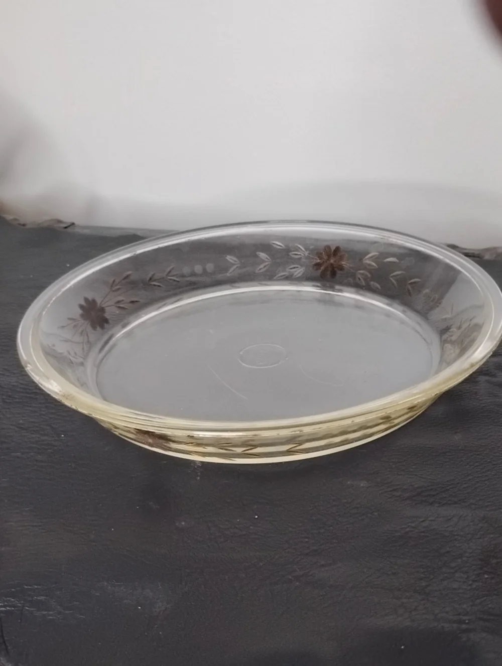 Pyrex Clear Glass Serving Plate with Floral Etching